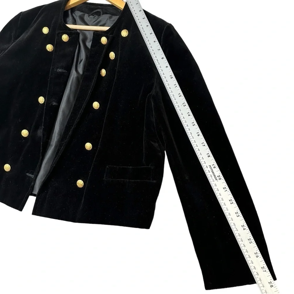 Black Velvet Military Styled Jacket Cotton Made in West Germany - Picture 9 of 9